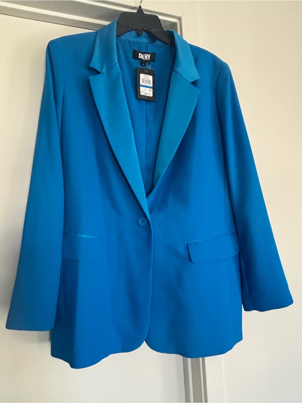 Dkny Vibrant Blue Single-Button Notch Lapel Blazer
